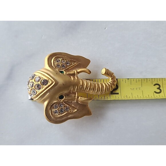 Ornate Rhinestone Elephant Head Shaped Brooch Vintage Costume Jewelry - Picture 9 of 10